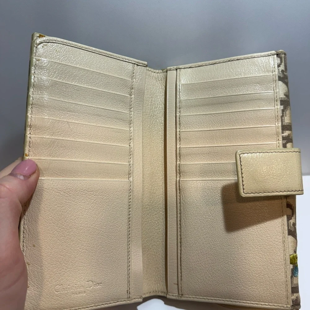 Christian Dior Trotteur Saddle Floral Embroidered Wallet